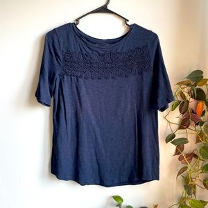 Talbots Short Sleeve T-shit Top with Lace Detail